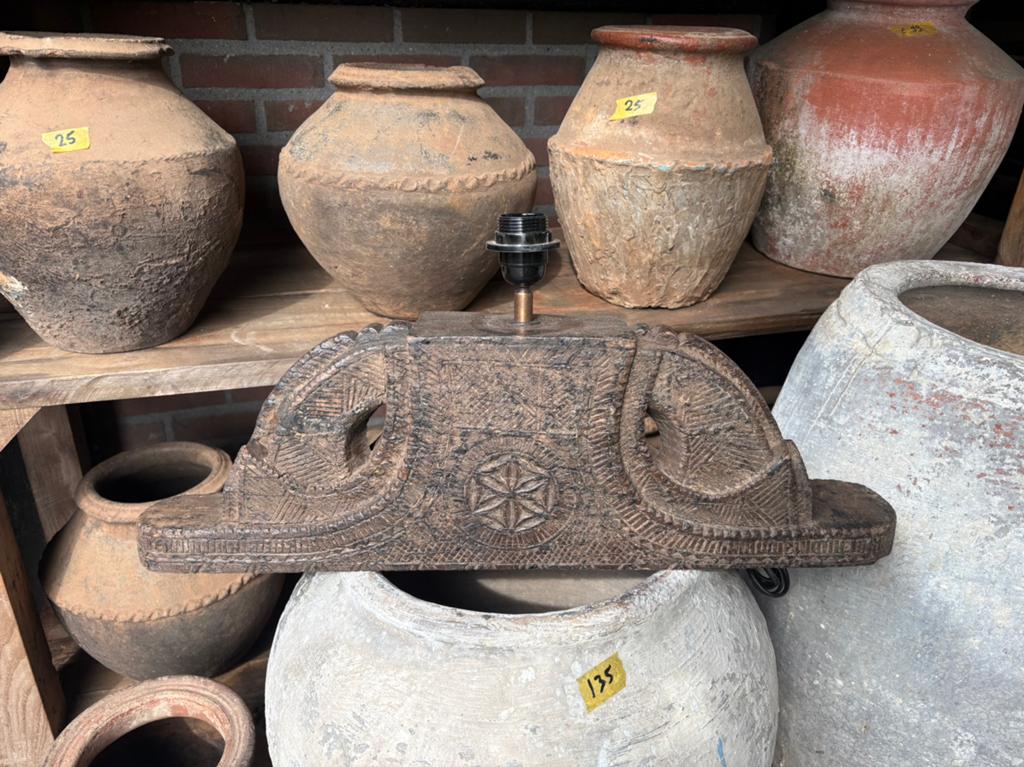 Lamp van oude poer - ornament, Ophalen, Zo goed als nieuw, Nvt, Minder dan 50 cm