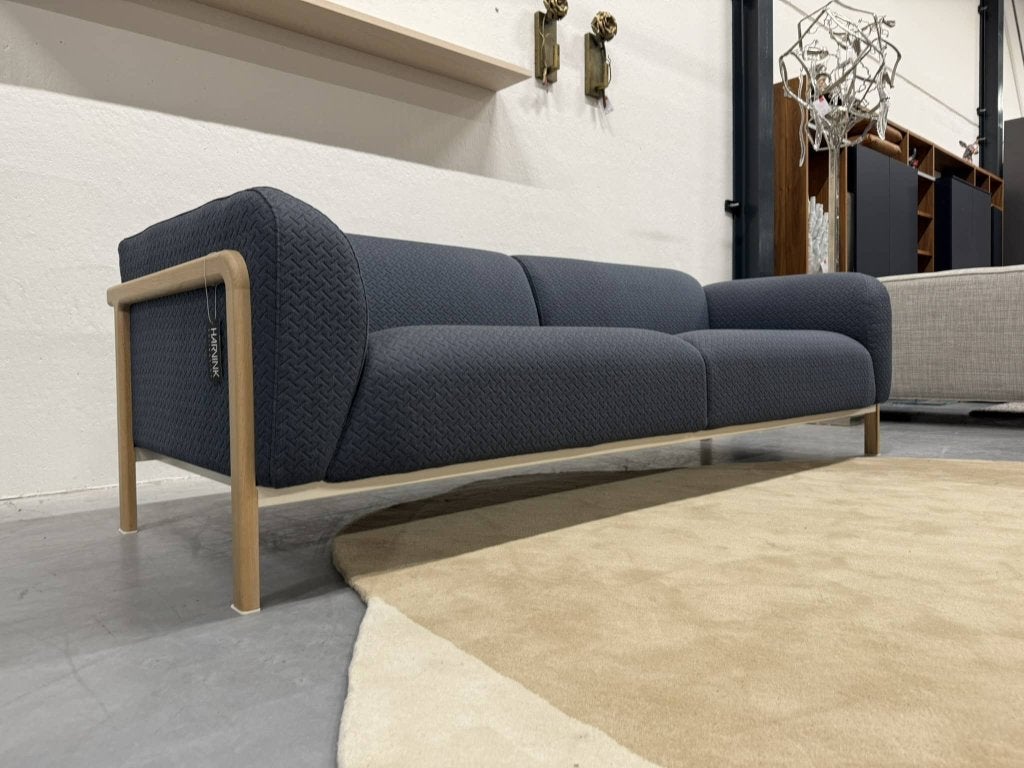 Nieuw Harvink Decor 3 zits bank stof blauw eiken Frame 235, Huis en Inrichting, Harvink, Info@harvink.nl, 75 tot 100 cm, Ophalen of Verzenden