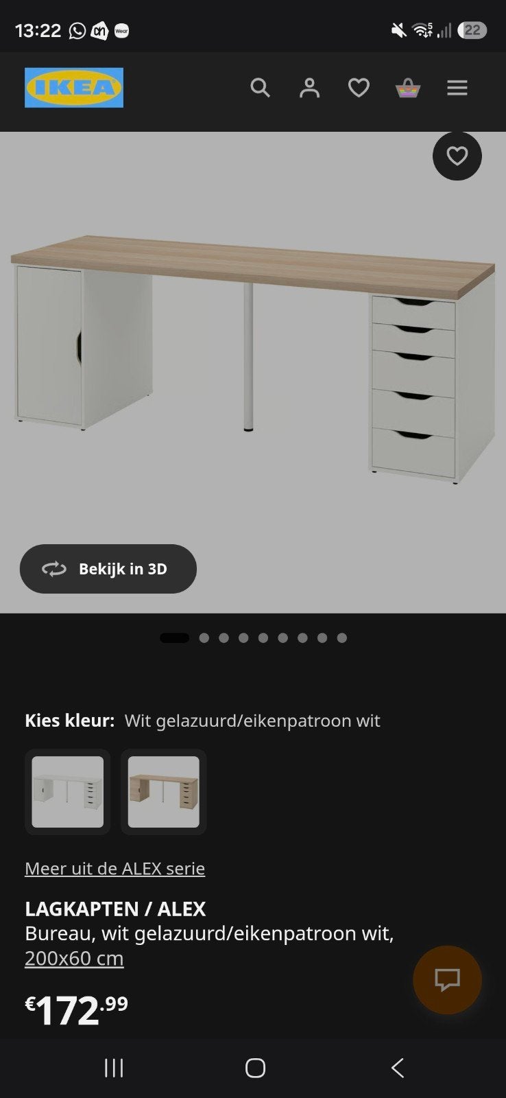 Bureau ikea te koop, Ophalen, Overige typen, Zo goed als nieuw, Minder dan 100 cm