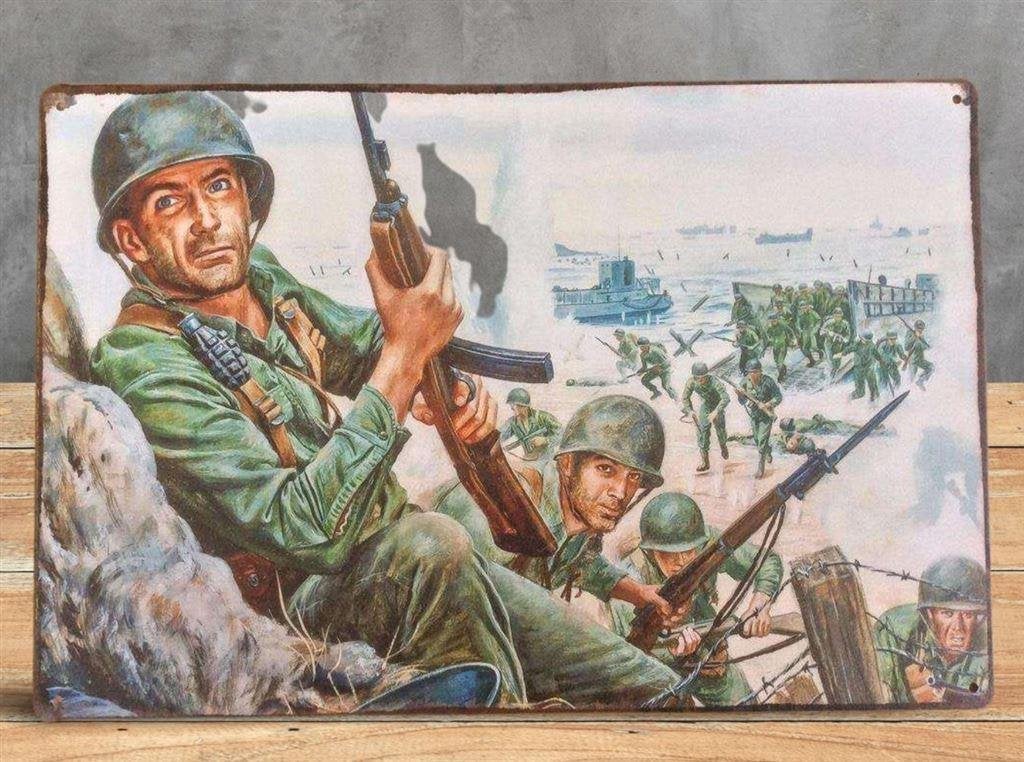 D-Day Normandie Metalen Wandbord Poster wo2 Soldaten Leger, Verzenden, Nederland, Overige typen