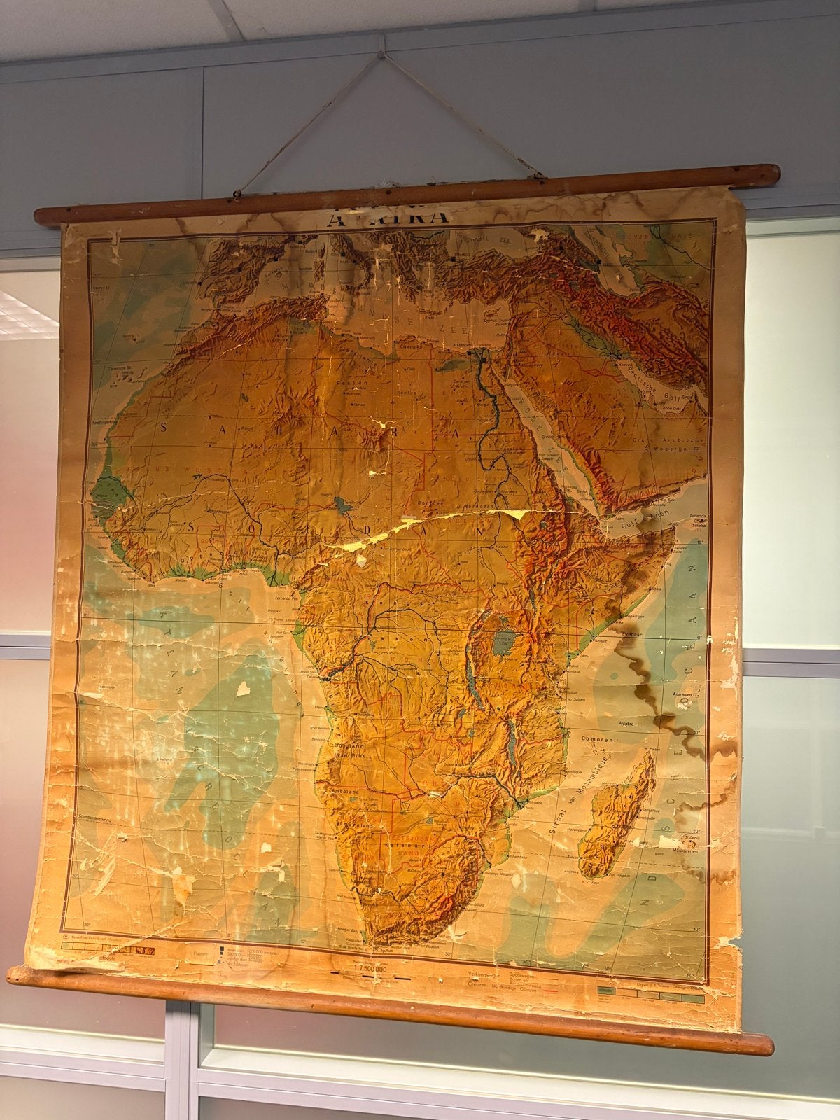 Antieke schoolkaart Afrika - J.B. Wolters, Antiek en Kunst, Ophalen of Verzenden