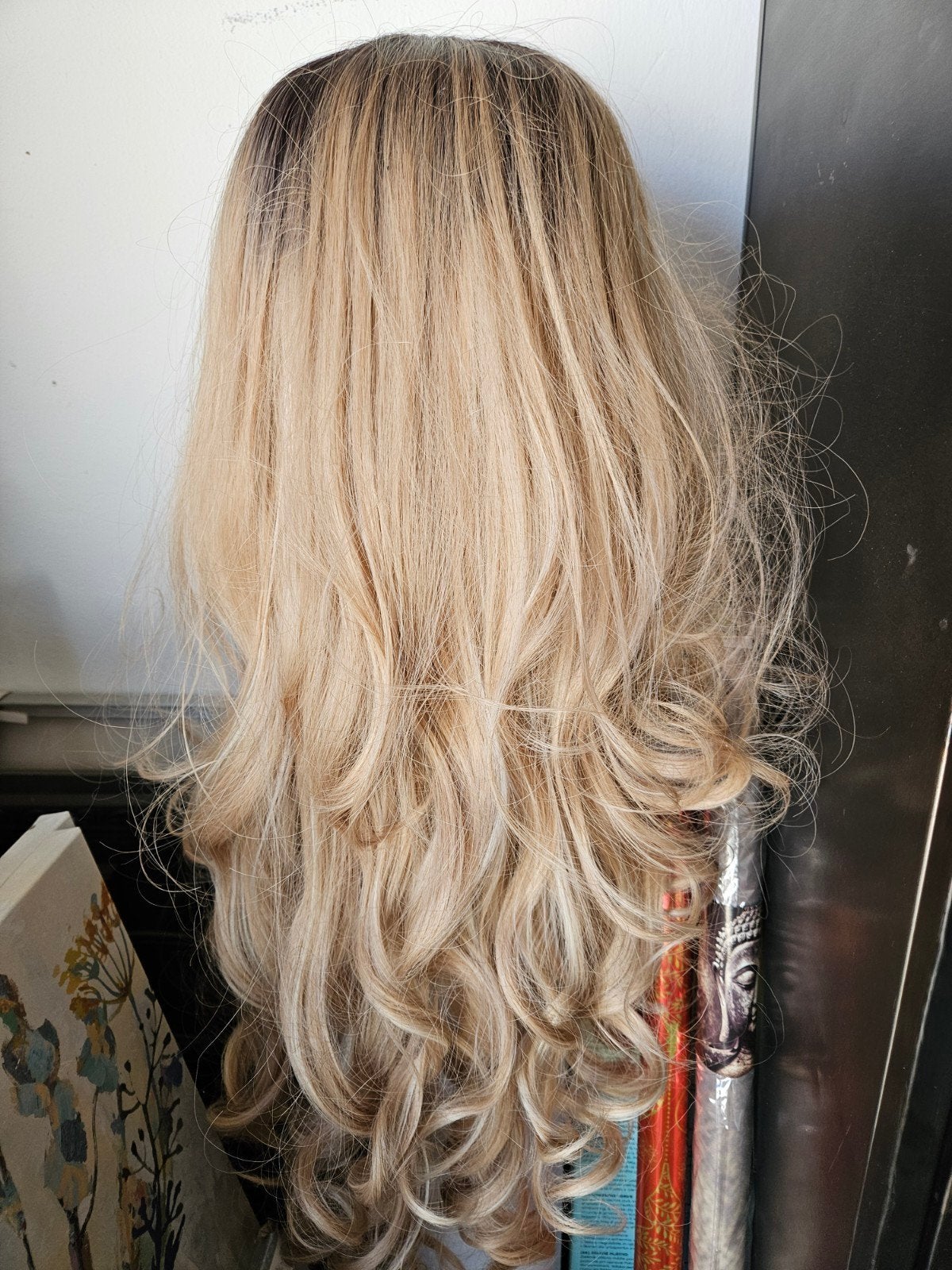 pruik blond, Ophalen of Verzenden, Pruik of Haarverlenging