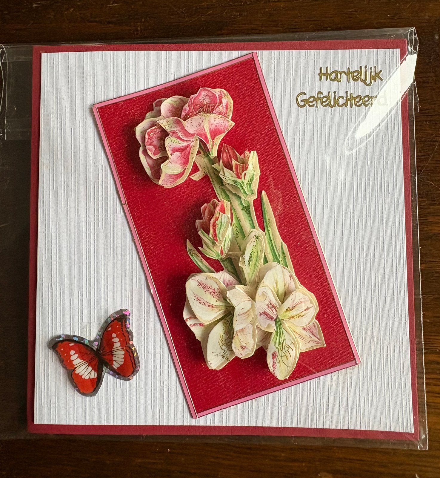 Nieuwe zelfgemaakte kaart Gefeliciteerd 3D, Hobby en Vrije tijd, Kaarten | Zelfgemaakt, Ophalen of Verzenden, Nieuw, Overige thema's
