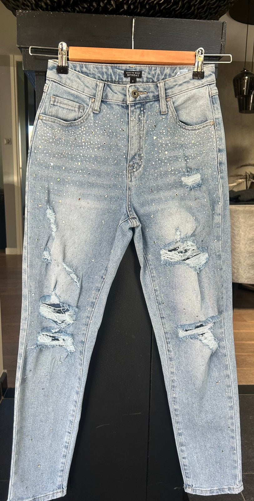 Nice to meet you Monday Jeans, Blauw, Ophalen of Verzenden, Zo goed als nieuw, Maat 36 (S)
