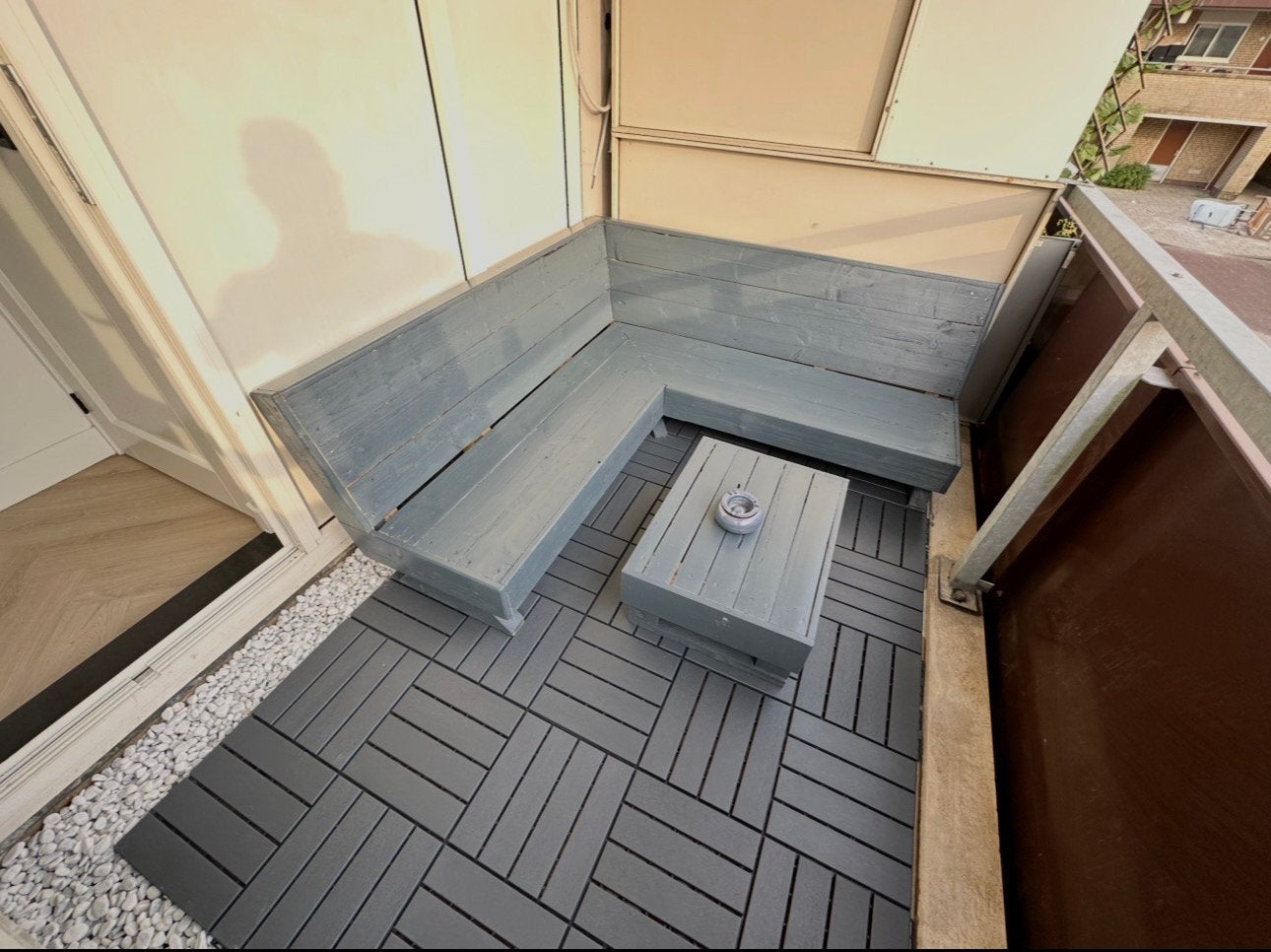 Lounge zitbank balkon tuin, Ophalen, 4 zitplaatsen, Gebruikt, Bijzettafel