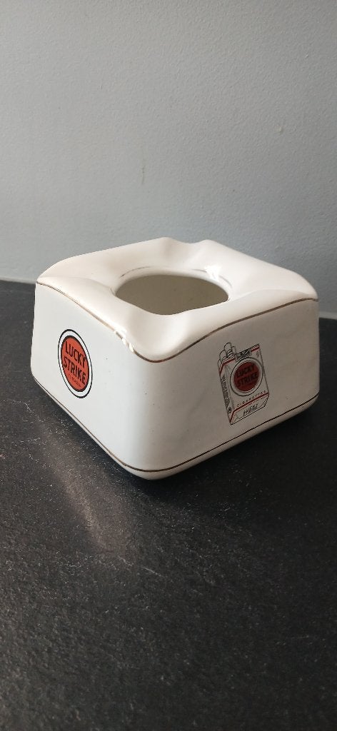 Vintage Lucky Strike Asbak - Keramiek, Ophalen of Verzenden, Gebruikt, Asbak