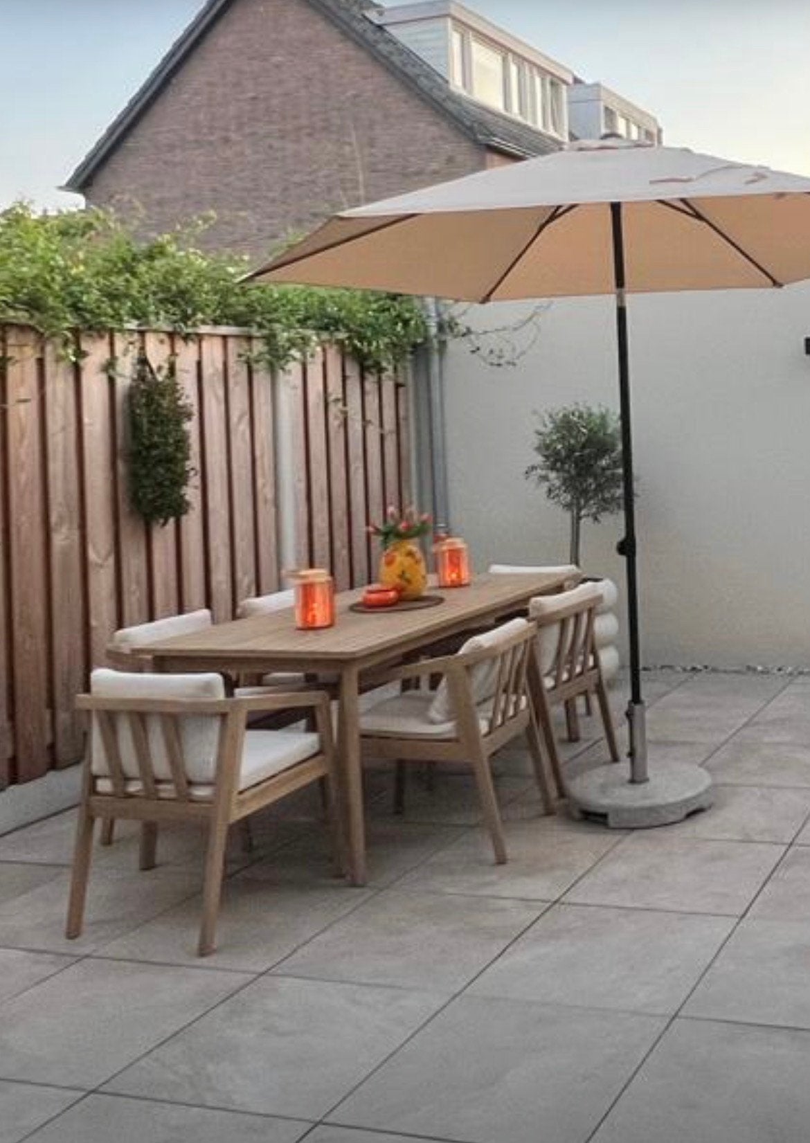 Tuinset 6 personen licht hout, Ophalen, Gebruikt, Eettafel, 6 zitplaatsen