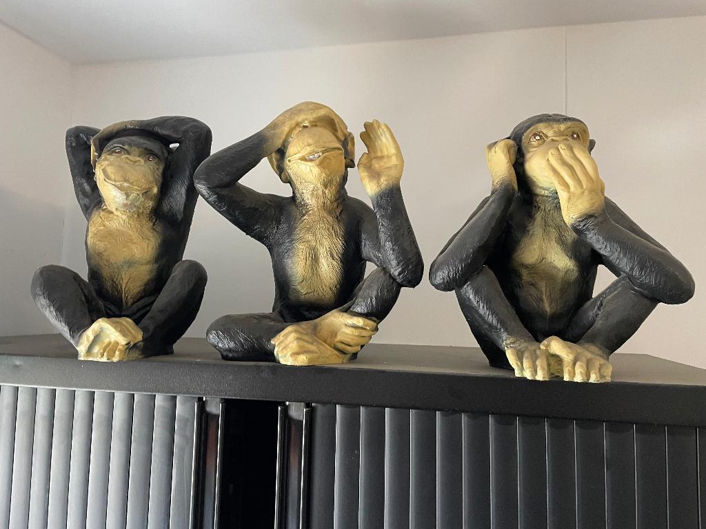 3 x Apen beelden horen zien en zwijgen, Ophalen of Verzenden, Nieuw, Dier