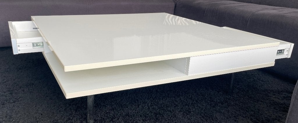 salontafel wit hoogglans, Ophalen, Gebruikt, 50 tot 100 cm, Vierkant