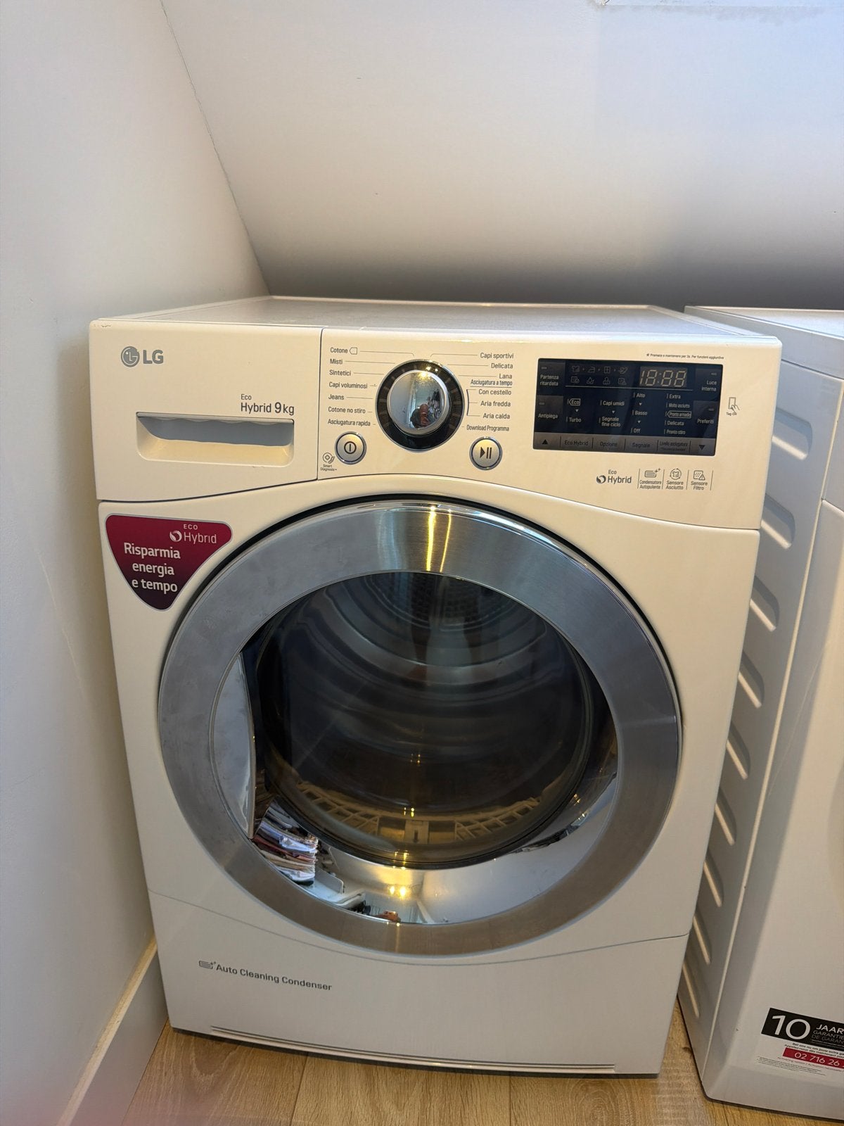 LG Eco Hybrid 9kg Warmtepompdroger, Ophalen, Gebruikt, 8 tot 10 kg, 85 tot 90 cm