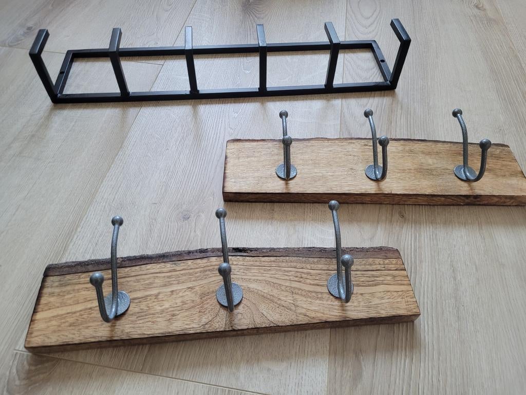 Kapstok / wandhaken, industrieel/hout/zwart en smal, Huis en Inrichting, Woonaccessoires | Kapstokken, Wandkapstok, Ophalen of Verzenden