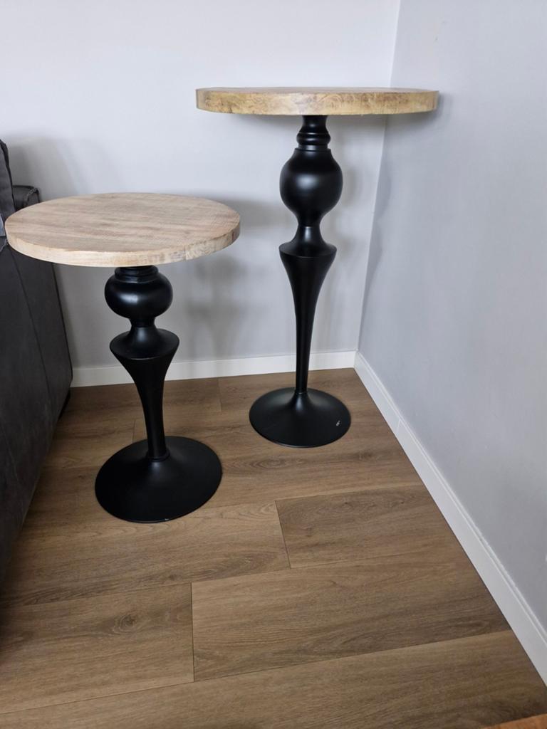 Bijzetafels mangohout, Huis en Inrichting, Ophalen, Rond, Minder dan 55 cm, 60 cm of meer