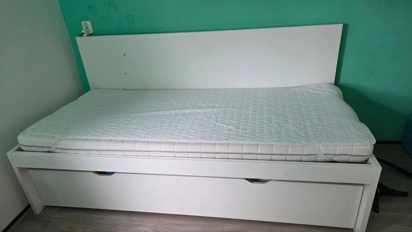 1 persoonsbed met onderlade, Huis en Inrichting, Ophalen, Gebruikt, Tweepersoons, 90 cm