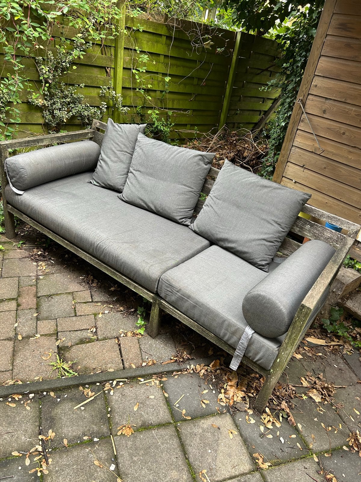 Twee hardhouten tuinbanken incl. kussens, Tuin en Terras, Ophalen, Zo goed als nieuw, Hout