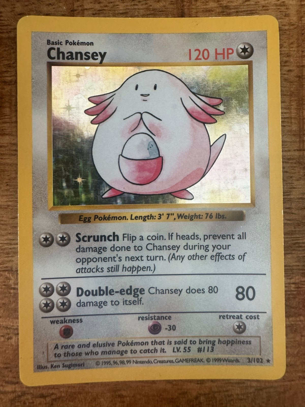 Shadowless Chansey 3/102 Holo (Base Set), Ophalen of Verzenden, Losse kaart, Foil