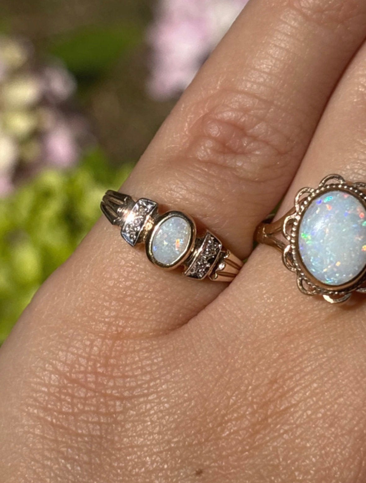 9 karaat gouden ring met witte opaal, Verzenden, Met edelsteen, Dame, Goud