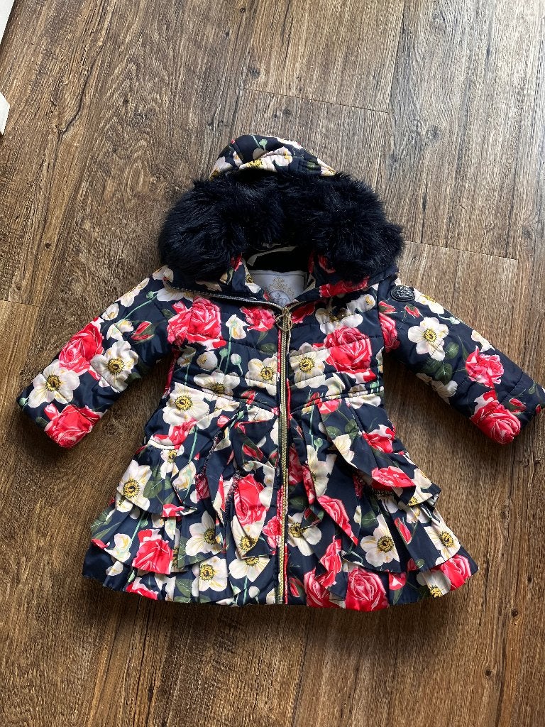 Mooie warme jas met bloemenprint, Kinderen en Baby's, Gebruikt, Meisje, Le Chic, Ophalen of Verzenden