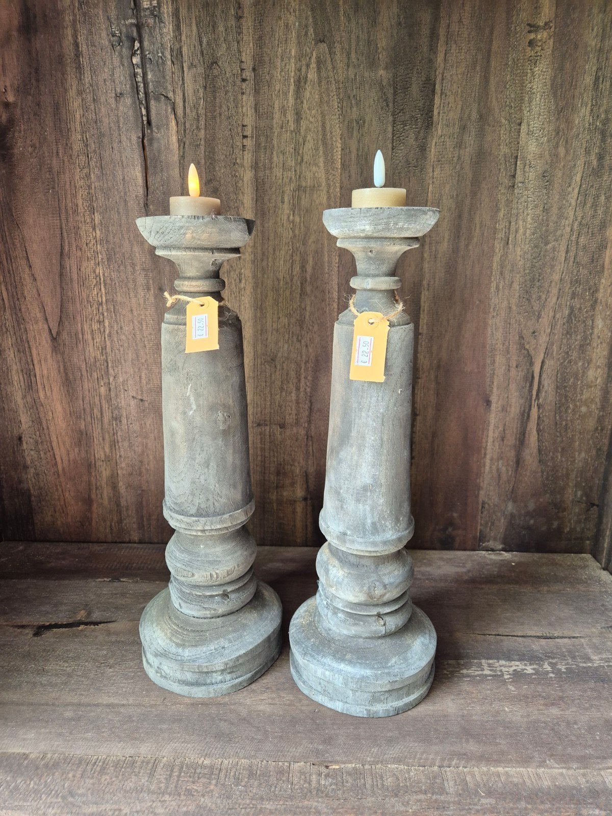2 Stoere Sobere Houten Kandelaren - Nieuw!!, Www.vrumdwonen.nl, Nieuw, Ophalen of Verzenden, Vrumd Wonen