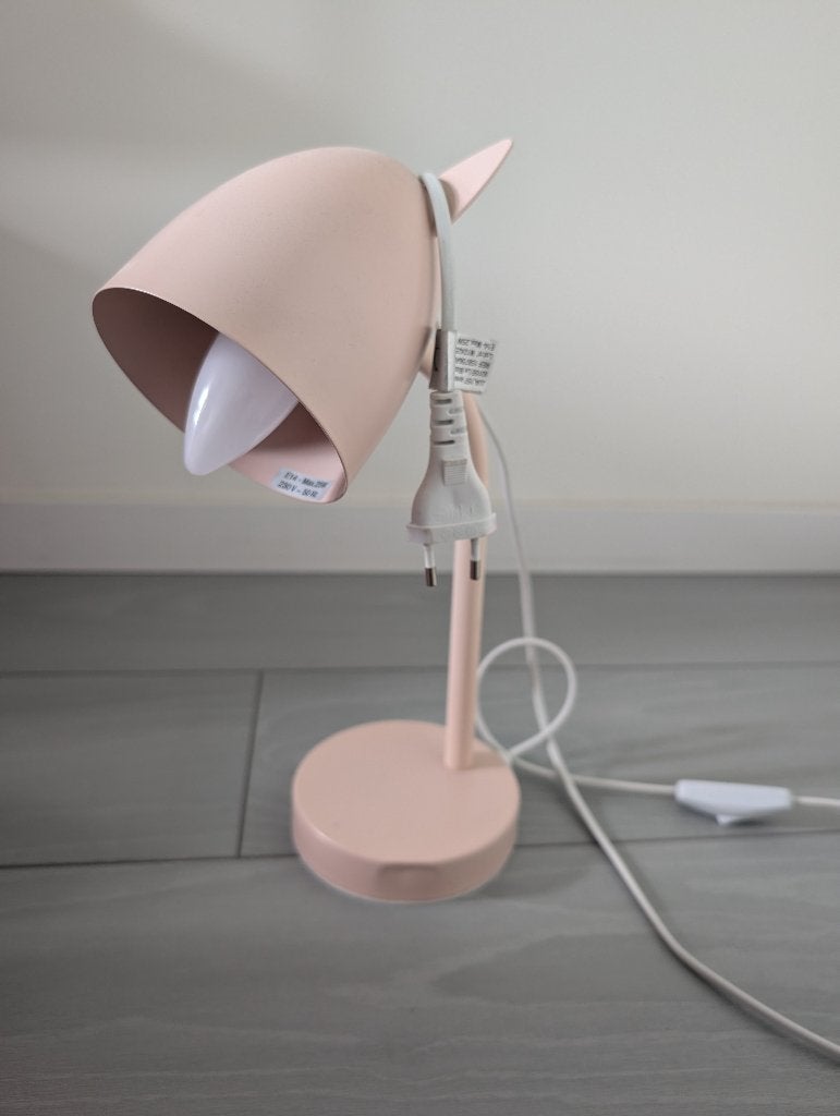 Roze bureaulamp met kattenoortjes, Huis en Inrichting, Gebruikt, Met schakelaar, Ophalen of Verzenden, Roze
