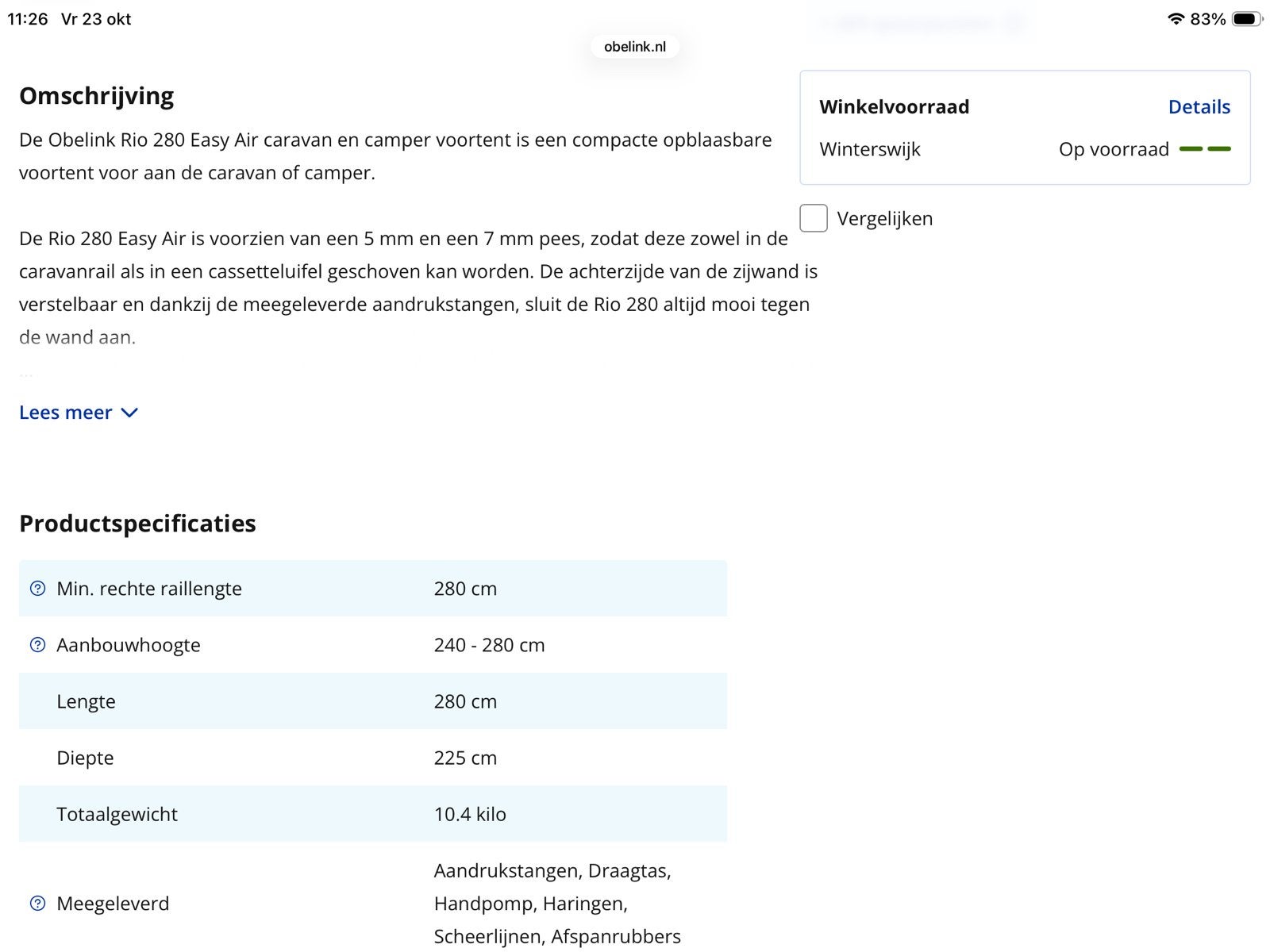 Camper/caravan voortent, Ophalen, Zo goed als nieuw