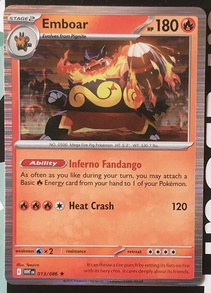 Pokemon - Emboar (WHT 013) - Holo rare.., Ophalen of Verzenden, Nieuw, Losse kaart, Foil
