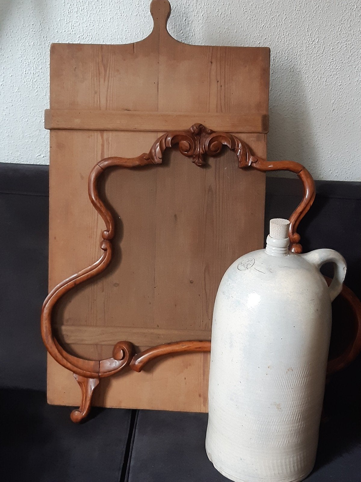 Grote greskruik sleets aardewerk fles"10kan" initialen" G.H", Ophalen of Verzenden