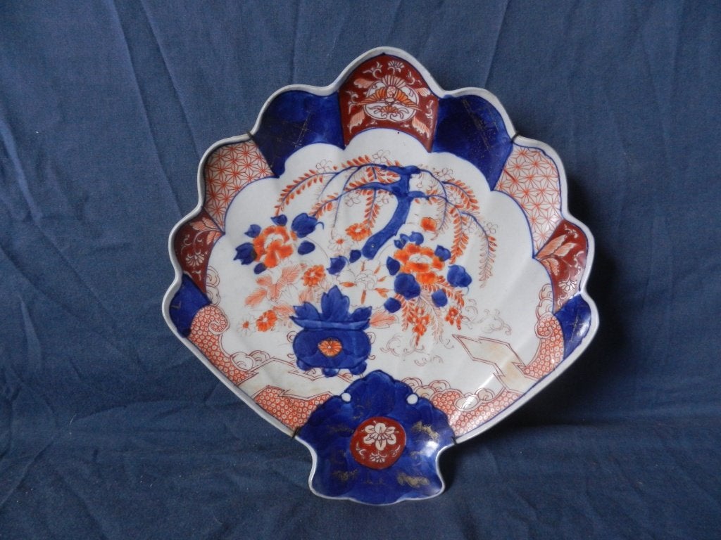 Waaiervormig schaaltje Japans Imari ca 1890.hxb: 25 x 24 cm, Antiek en Kunst, Ophalen of Verzenden