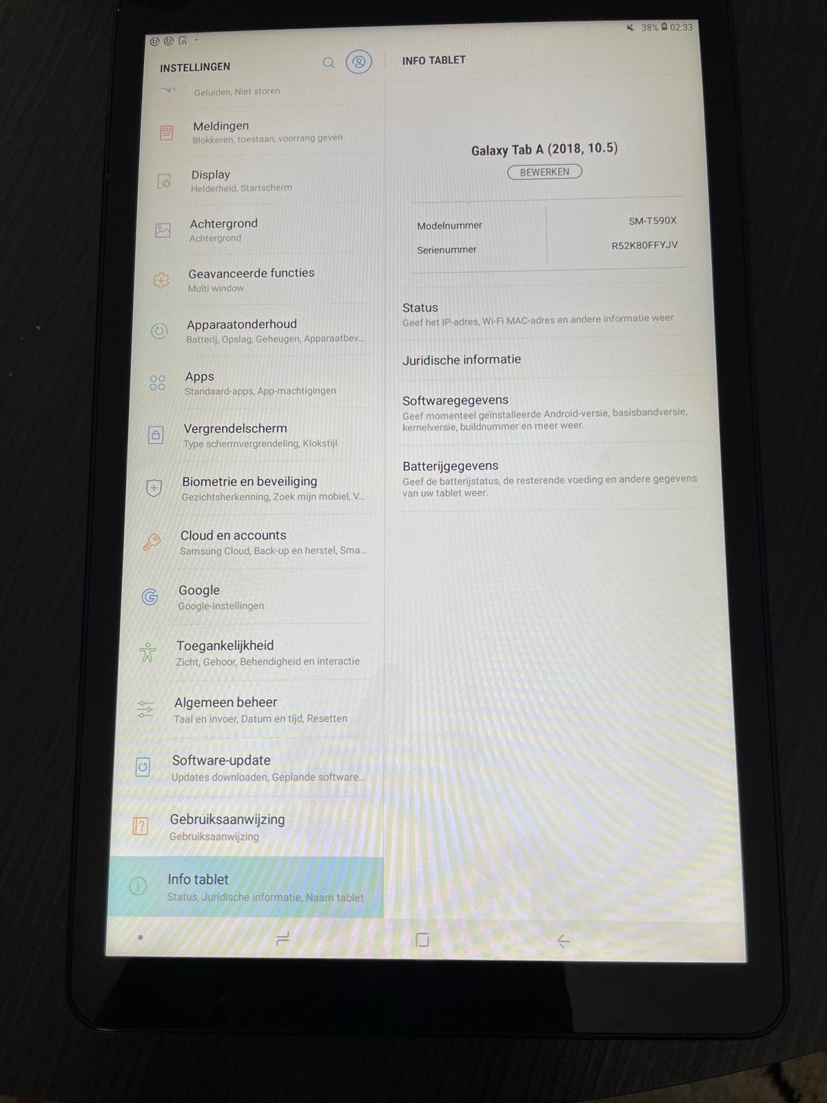 Samsung Galaxy Tab A (2018, 10.5) 32GB - Krasvrij scherm, Computers en Software, Android Tablets, Zo goed als nieuw, Wi-Fi, 10 inch