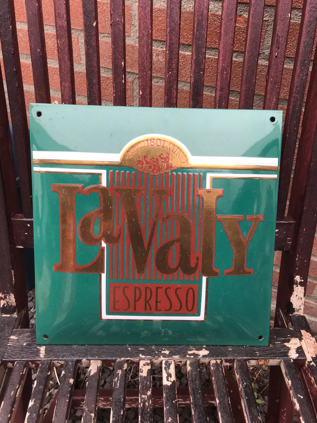 La Valy koffie emaille reclamebord, Ophalen of Verzenden, Gebruikt, Reclamebord