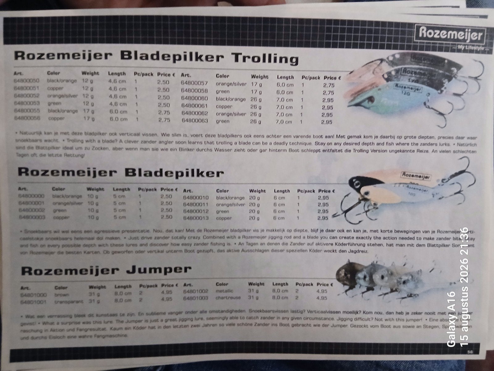 Tekoop Gevraagd Rozemeijer Verticaal kunstaas 2007-2009, Watersport en Boten, Ophalen of Verzenden, Overige typen