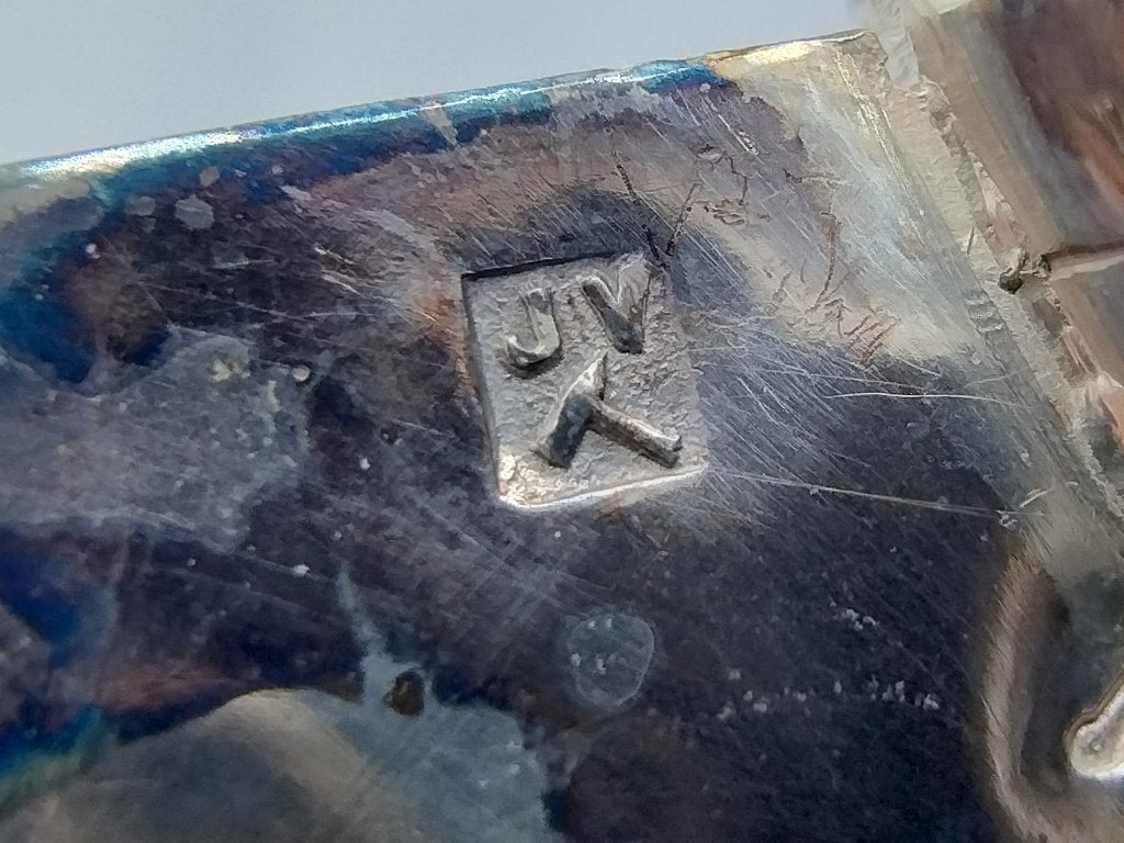 Zilveren miniatuur, driemaster, J. Verhoogt, Hoorn, ca. 1910, Verzenden, Zilver