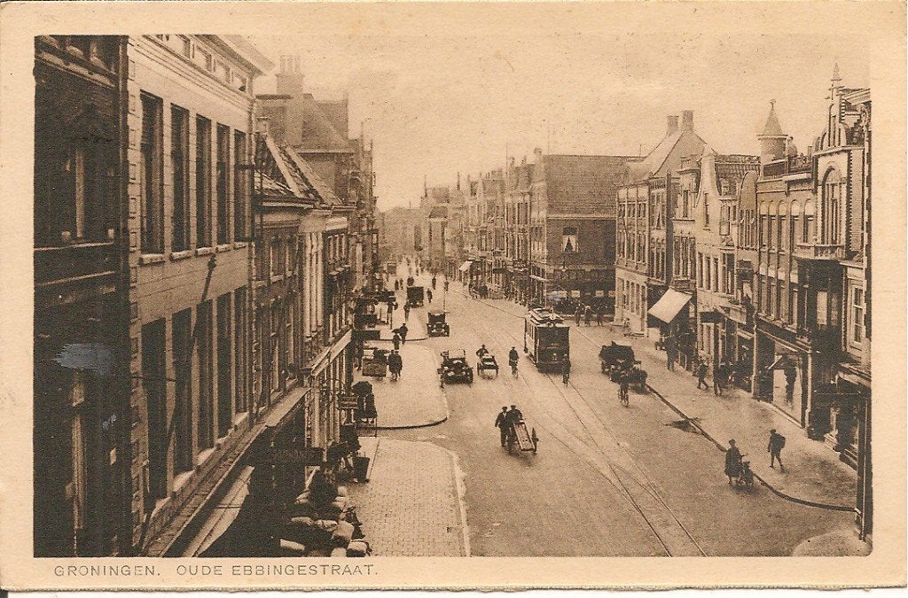 Oude Ebbingestraat Groningen - Ansichtkaart, Ophalen of Verzenden, 1920 tot 1940, Gelopen, Groningen