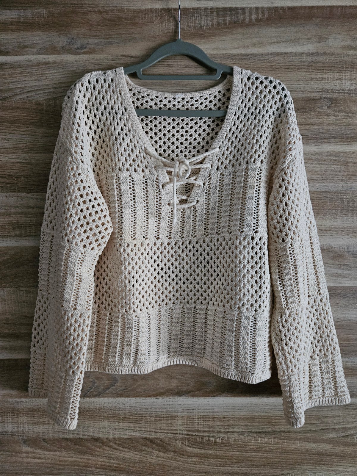 crème kleurige gehaakte trui maat m, Ophalen of Verzenden, Zo goed als nieuw, Maat 38/40 (M), Beige