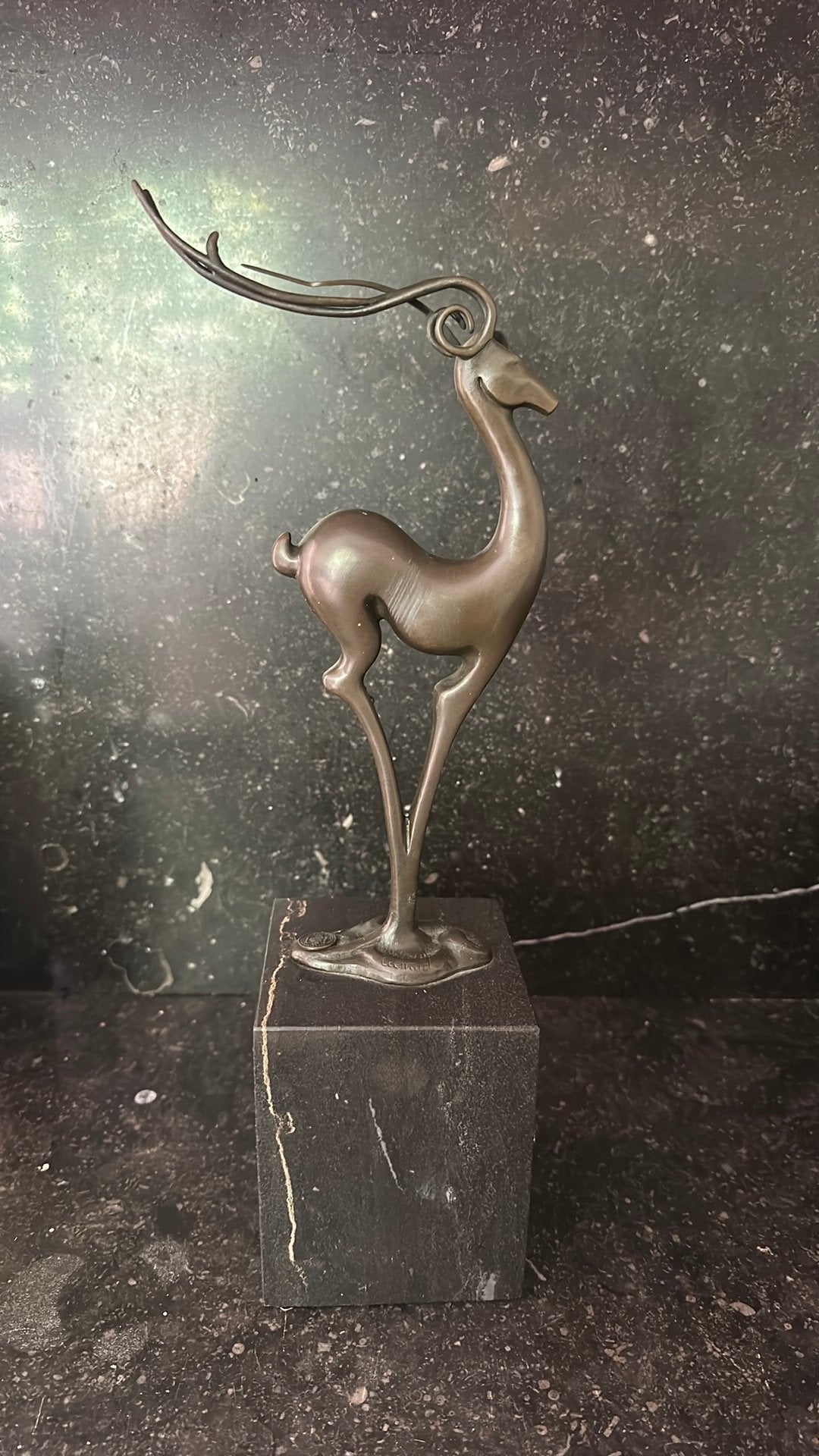 Brons beeldje Antilope 39cm hoog gemerkt, Ophalen of Verzenden, Zo goed als nieuw