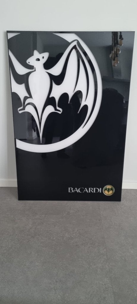 Unieke grote Bacardi lichtbak (121cm x 82cm) - dimbaar, Verzamelen, Ophalen, Nieuw, Lichtbak of (neon) lamp