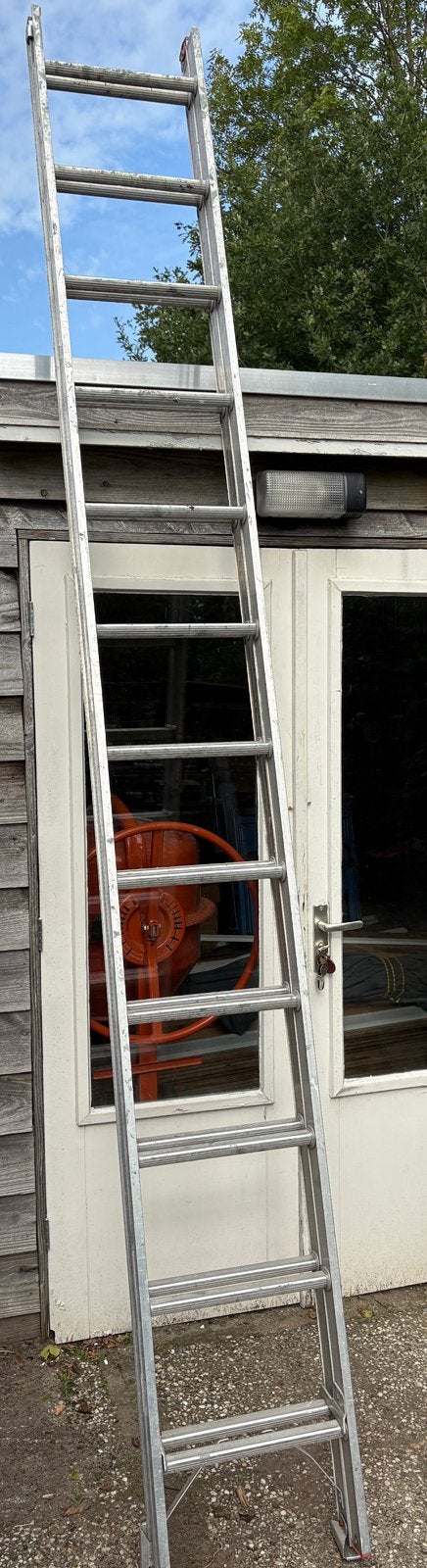 Ladder schuifladder aluminium 2 delig, Doe-het-zelf en Verbouw, Ophalen, Gebruikt