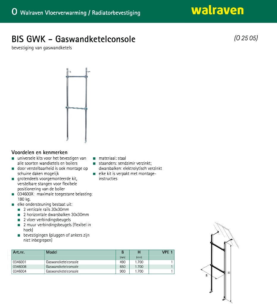 Walraven gaswandketelconsole - Frame voor ophangen CV-ketel, Ophalen, Gebruikt, Overige typen