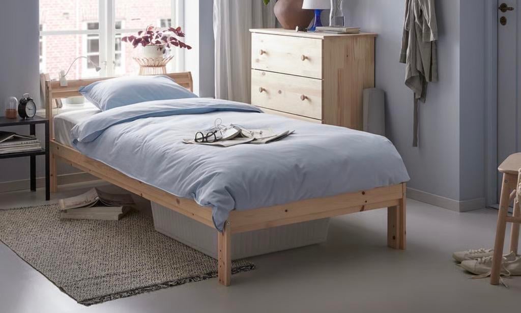 IKEA NEIDEN Bedframe grenen 90x200, Ophalen, 90 cm, Eenpersoons, Beige