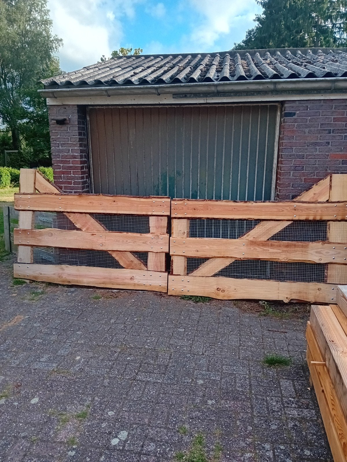 Douglas landhek 4 m met 2 palen en hang en sluitwerk, Tuin en Terras, Ophalen, Nieuw, Hout, Tuinhek