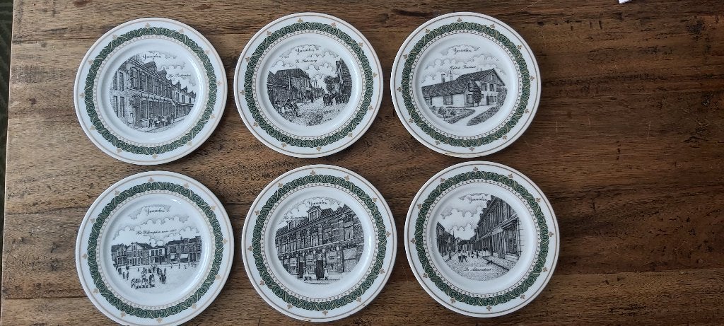 6 stuks antiek bordjes G. Swaenepoel, Ophalen