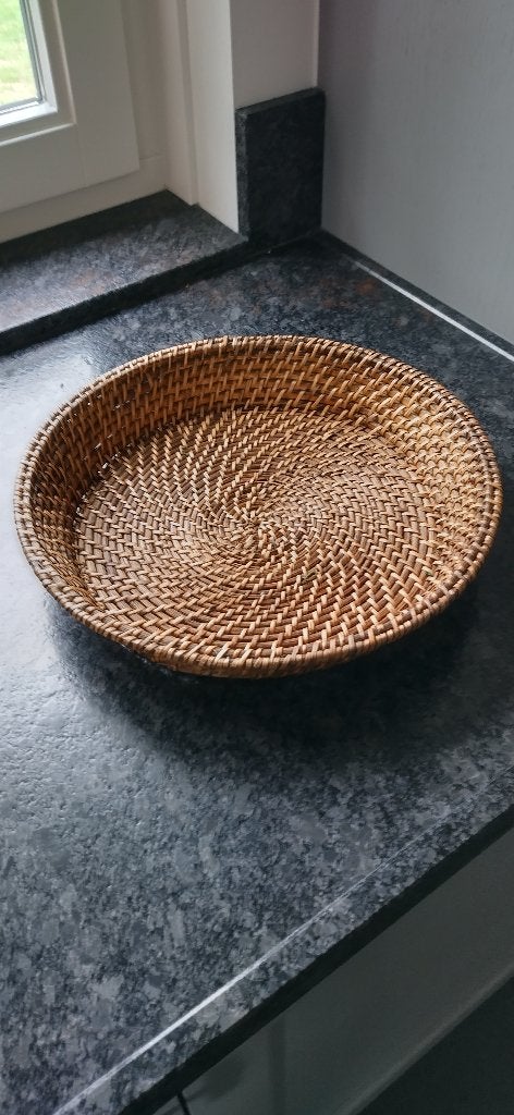 Rieten nieuw dienblad, Overige materialen, Gevlochten, Rond, Nieuw