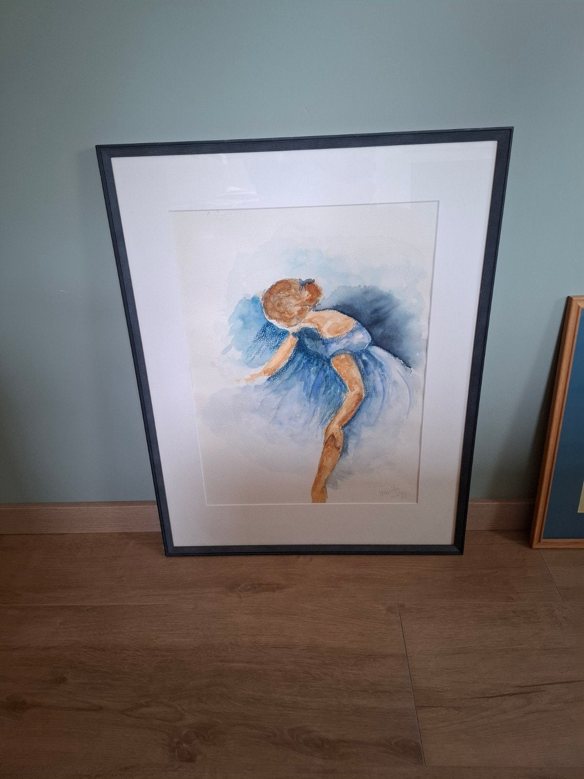 Twee ingelijste schilderijen: ballerina's en danseres, Ophalen, Portret of Personen, Realistisch, Aquarel