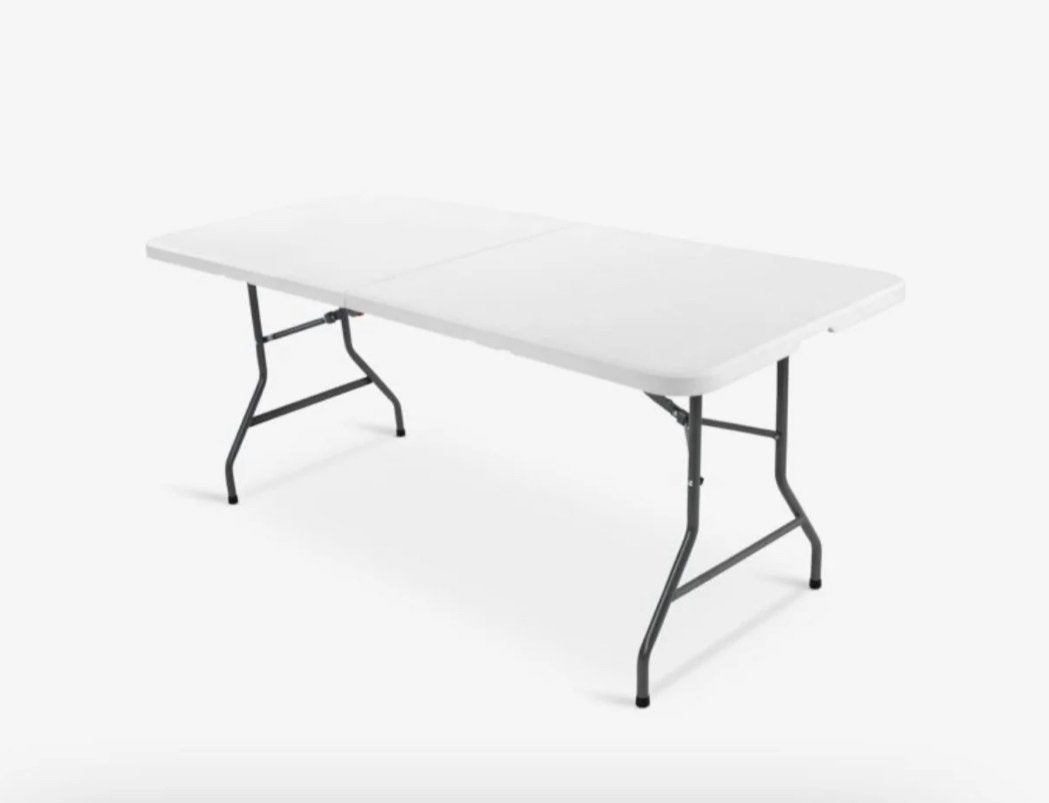Witte klaptafel te huur - Ideaal voor feesten en evenementen, Huis en Inrichting, Tafels | Eettafels, Kunststof, Gebruikt, 200 cm of meer