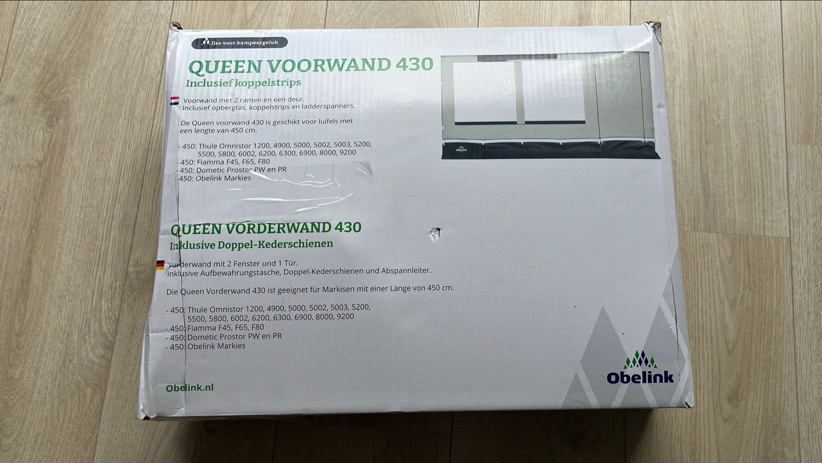 Obelink Queen Voorwand 430 voor luifels 450 cm, Caravans en Kamperen, Caravan accessoires, Ophalen, Nieuw