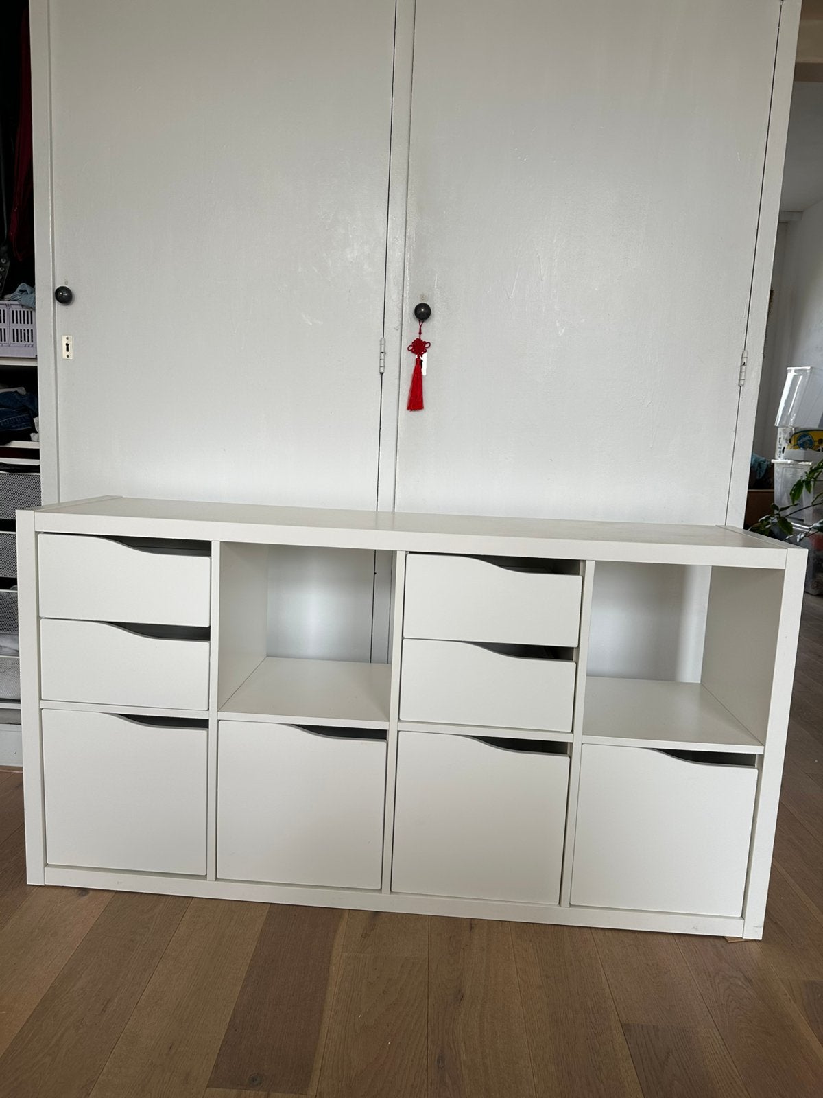 IKEA KALLAX 2x4 opbergkast met lades en deuren – wit, Ophalen, Gebruikt, 25 tot 50 cm