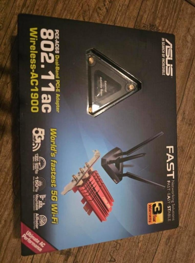 ASUS PCE-AC68 Dual-Band PCIe Adapter Wireless-AC1900, Ophalen, Zo goed als nieuw, Intern, ASUS