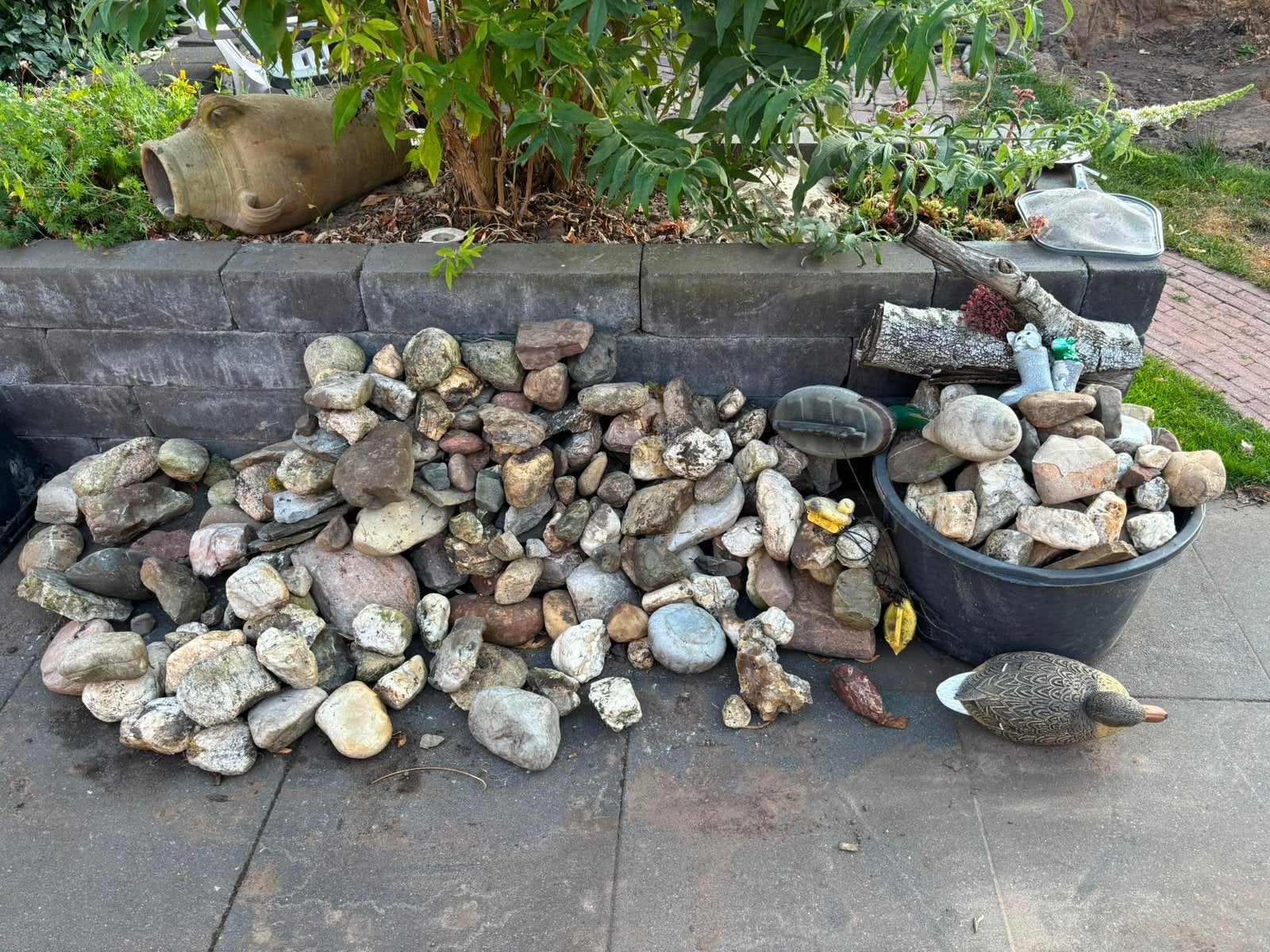 Mooie partij sierkeien voor de tuin, Ophalen, Gebruikt, Grijs, Kei