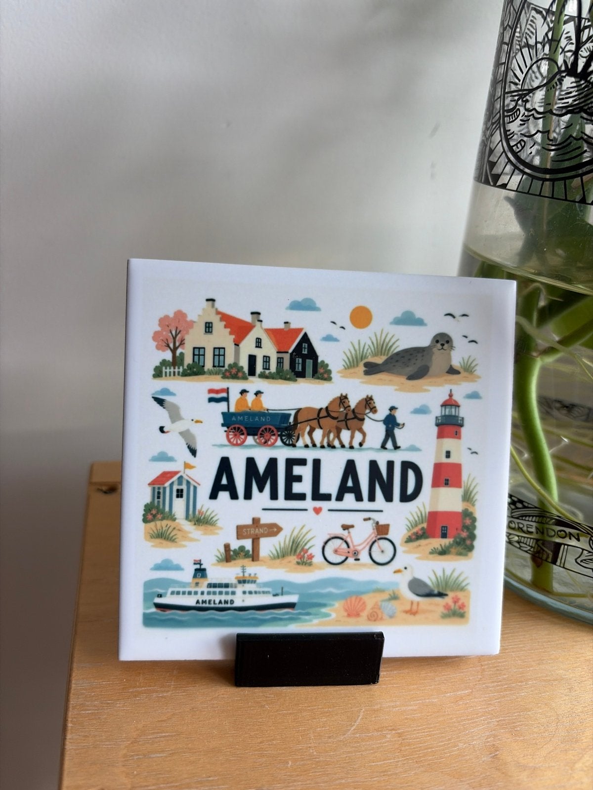 Ameland Tegeltje 10x10 cm - Souvenir Waddeneiland, Ophalen of Verzenden