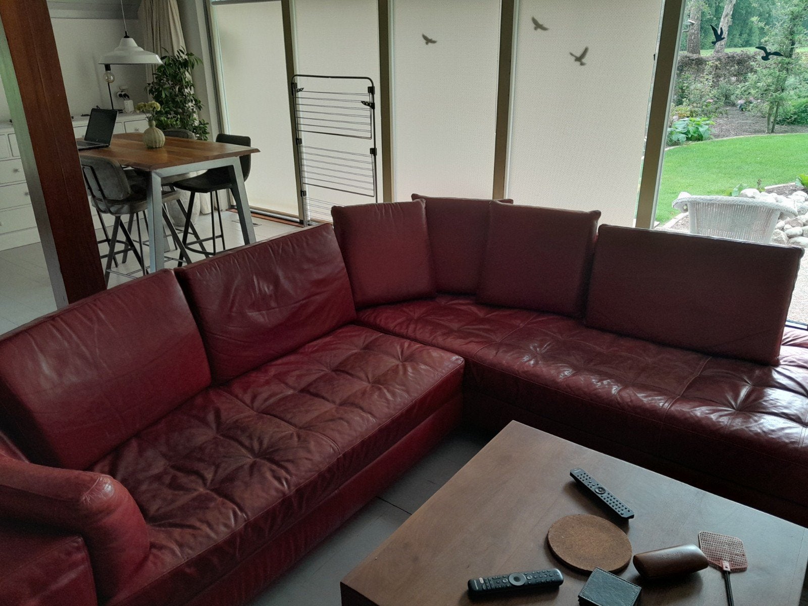 NATUZZI leren bankstel, hoekbank., Ophalen, Gebruikt