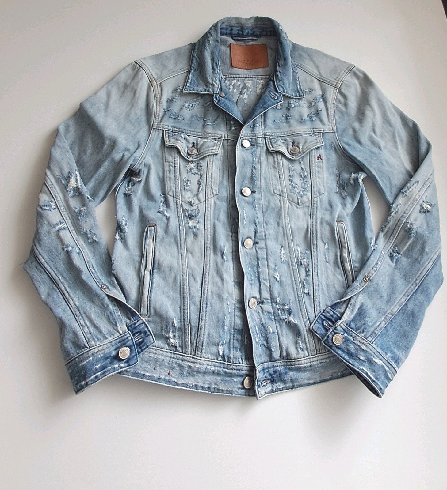 Replay denim jack spijkerjas heren distressed maat L MV842A, Kleding | Heren, Jassen | Zomer, Zo goed als nieuw, Maat 52/54 (L)